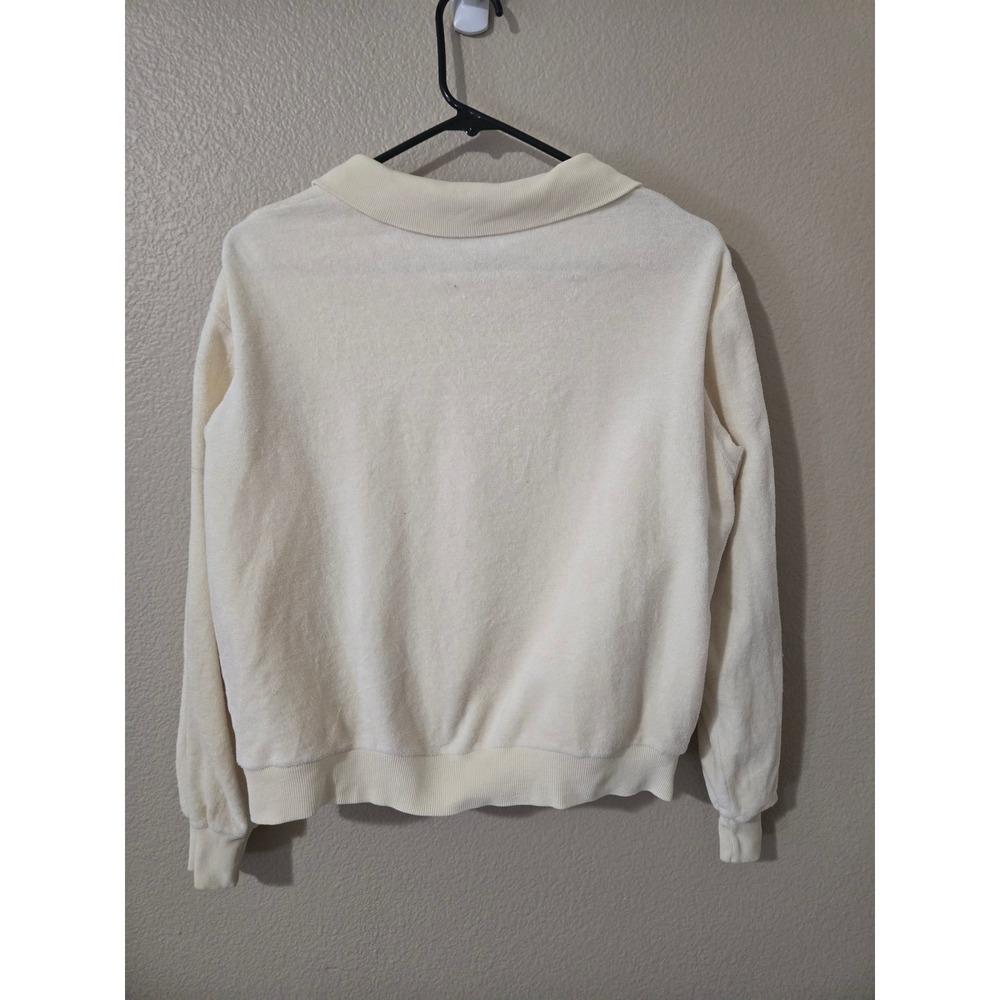Vintage Rare Haymaker Cream Terry Cloth Full Zip Track Sweatshirt Cotton Medium - Picture 5 of 6